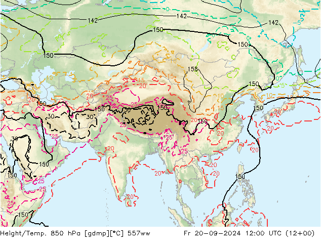 Height/Temp. 850 hPa 557ww Pá 20.09.2024 12 UTC