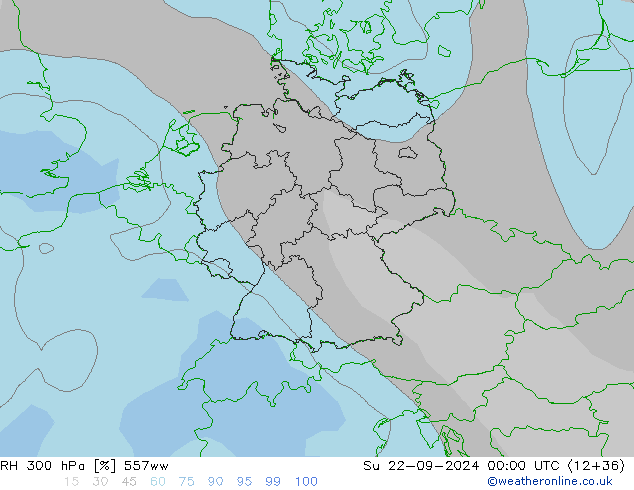 RH 300 hPa 557ww Su 22.09.2024 00 UTC