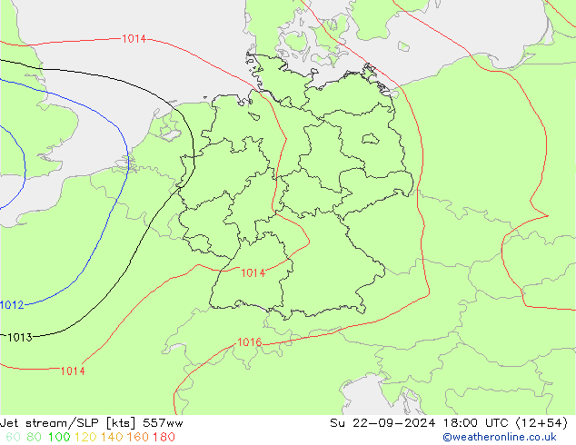 高速氣流/地面气压 557ww 星期日 22.09.2024 18 UTC