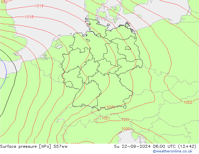 Surface pressure 557ww Su 22.09.2024 06 UTC