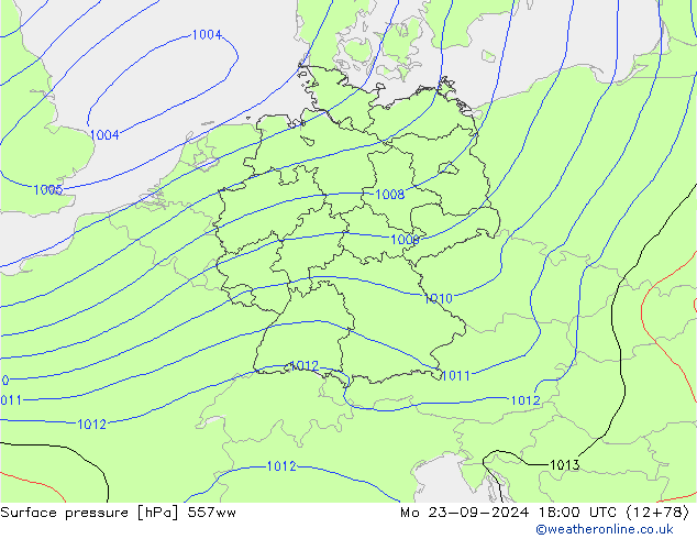 Surface pressure 557ww Mo 23.09.2024 18 UTC