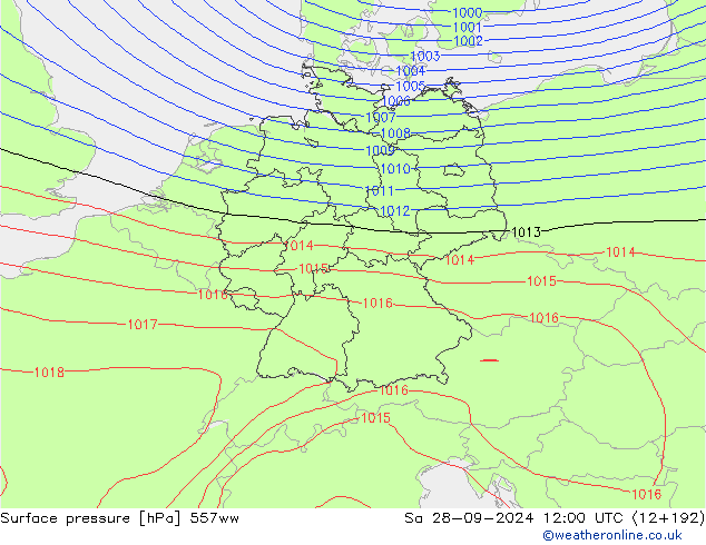 Surface pressure 557ww Sa 28.09.2024 12 UTC