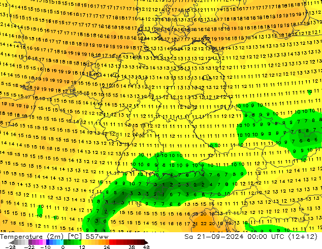 Temperatura (2m) 557ww Sáb 21.09.2024 00 UTC