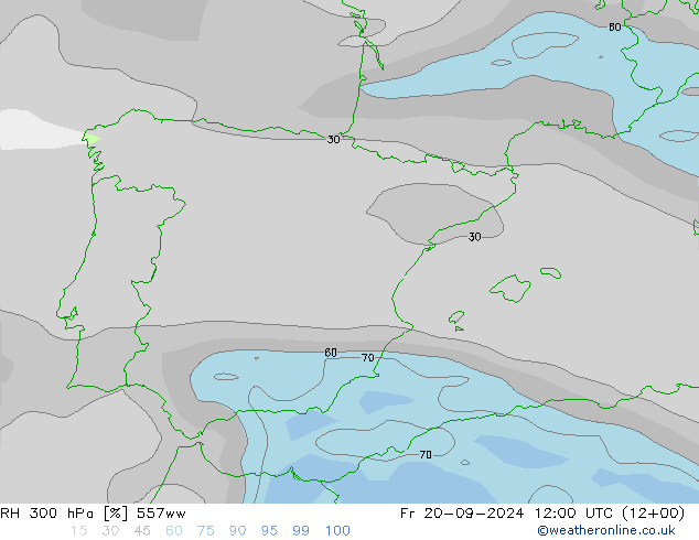 RH 300 hPa 557ww Fr 20.09.2024 12 UTC