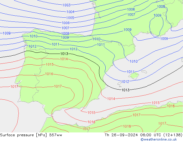 Surface pressure 557ww Th 26.09.2024 06 UTC