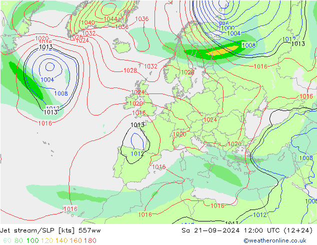 Jet stream 557ww Sáb 21.09.2024 12 UTC