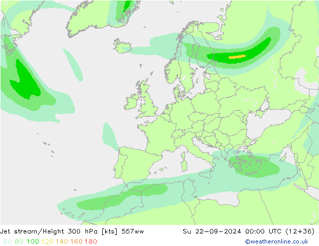 Jet stream/Height 300 hPa 557ww Su 22.09.2024 00 UTC