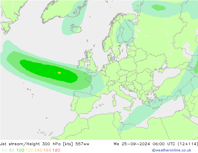 Jet stream/Height 300 hPa 557ww We 25.09.2024 06 UTC