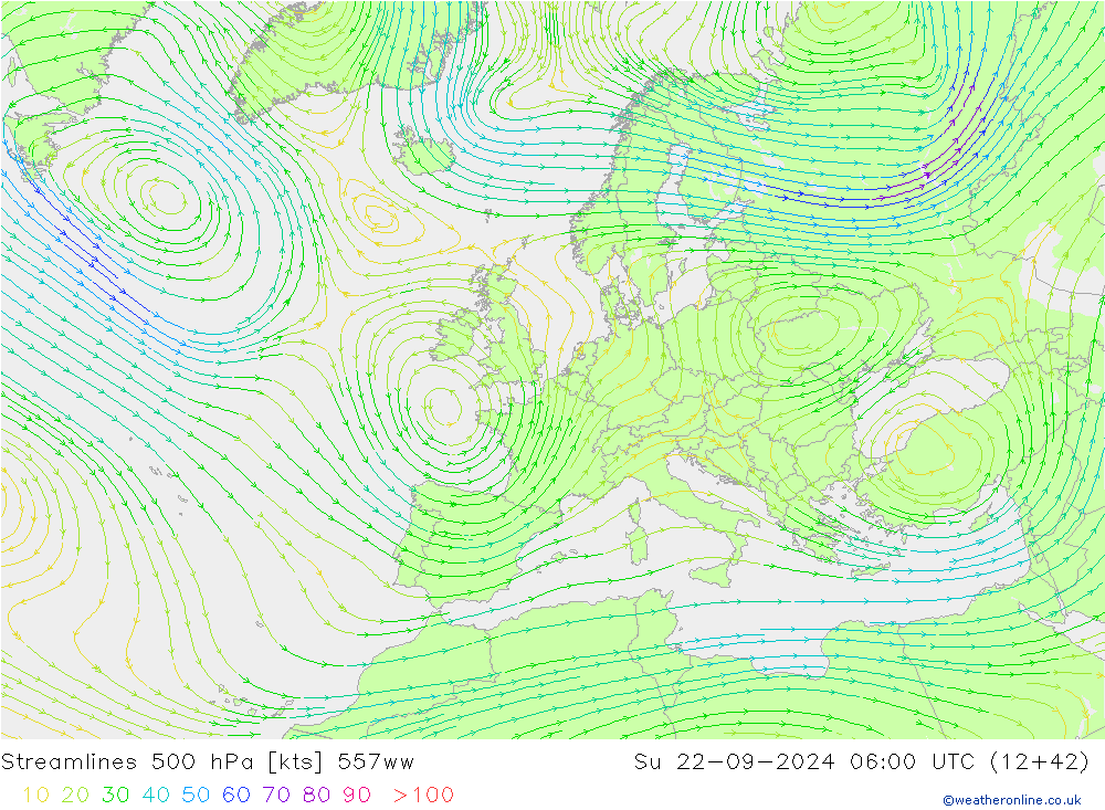 Streamlines 500 hPa 557ww Su 22.09.2024 06 UTC