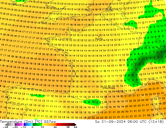 Temperature (2m) 557ww Sa 21.09.2024 06 UTC