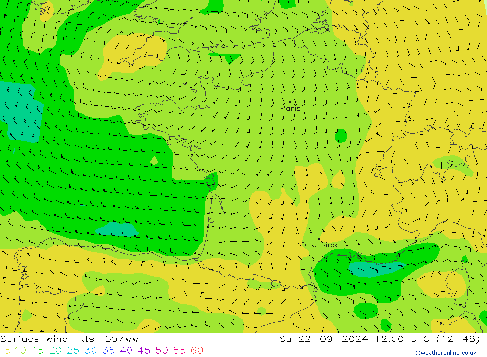 Surface wind 557ww Su 22.09.2024 12 UTC