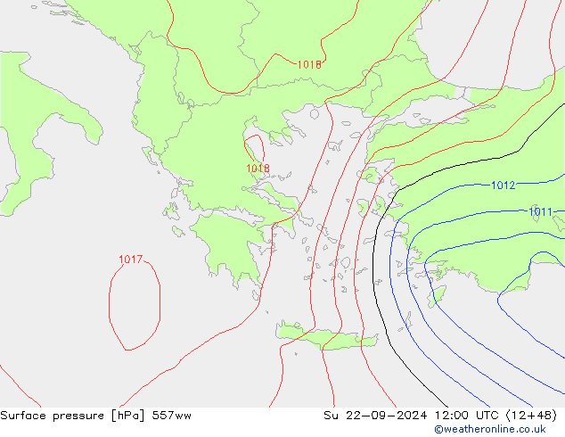 Surface pressure 557ww Su 22.09.2024 12 UTC