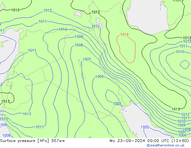 приземное давление 557ww пн 23.09.2024 00 UTC