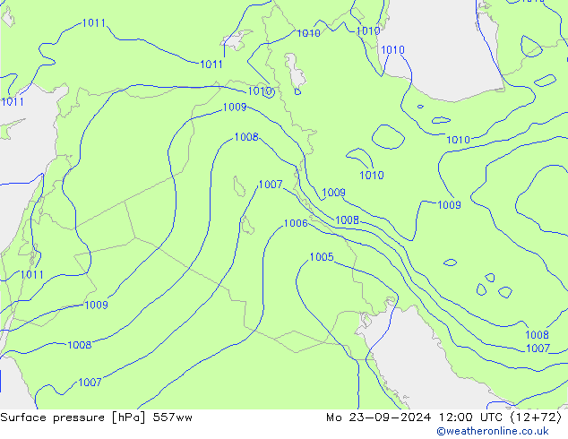 Surface pressure 557ww Mo 23.09.2024 12 UTC