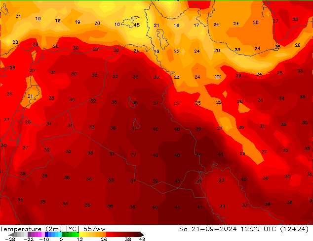 Temperatura (2m) 557ww Sáb 21.09.2024 12 UTC