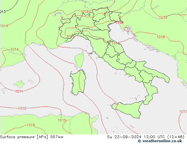 Surface pressure 557ww Su 22.09.2024 12 UTC