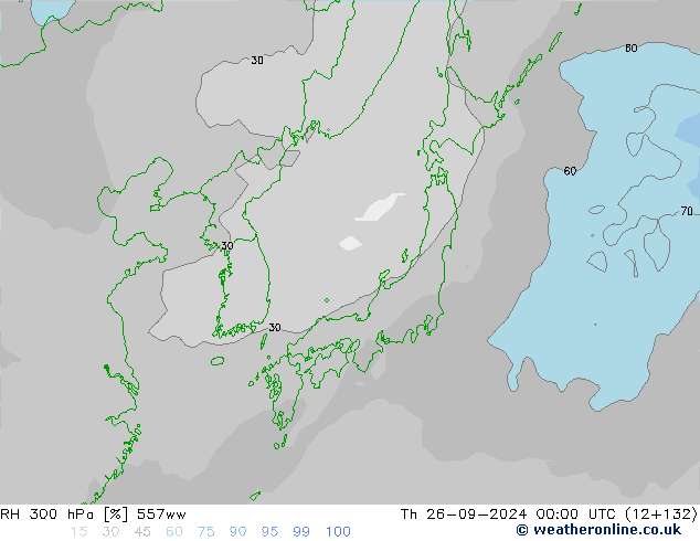 RH 300 гПа 557ww чт 26.09.2024 00 UTC