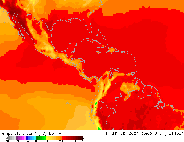 Temperatuurkaart (2m) 557ww do 26.09.2024 00 UTC