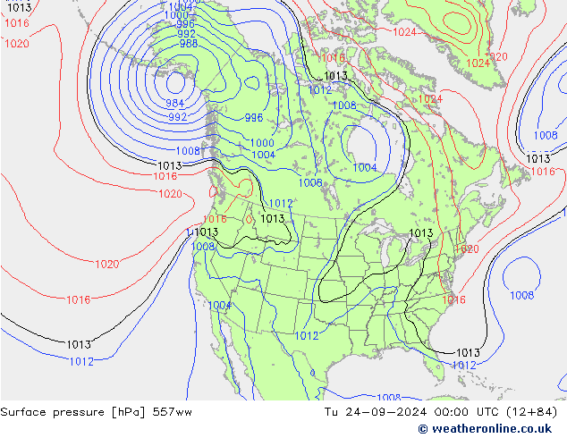 地面气压 557ww 星期二 24.09.2024 00 UTC