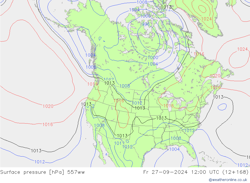 Surface pressure 557ww Fr 27.09.2024 12 UTC