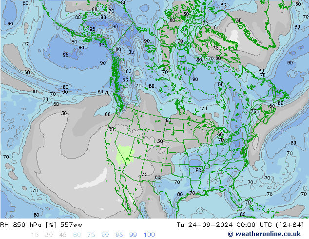 RH 850 hPa 557ww Tu 24.09.2024 00 UTC