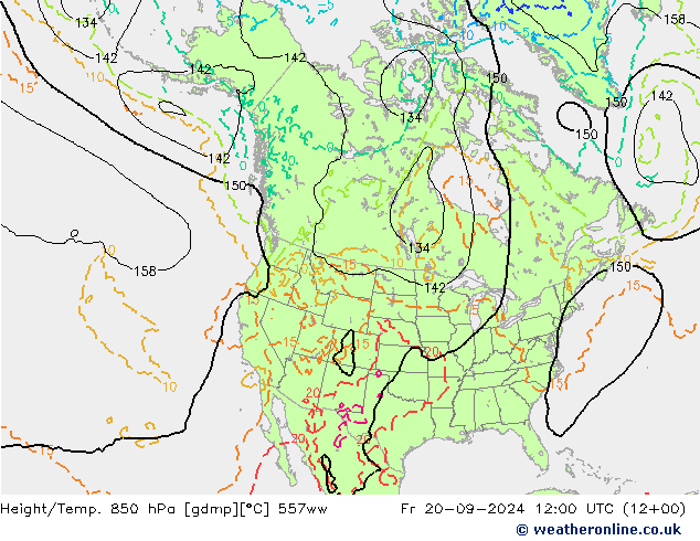 Height/Temp. 850 hPa 557ww Sex 20.09.2024 12 UTC