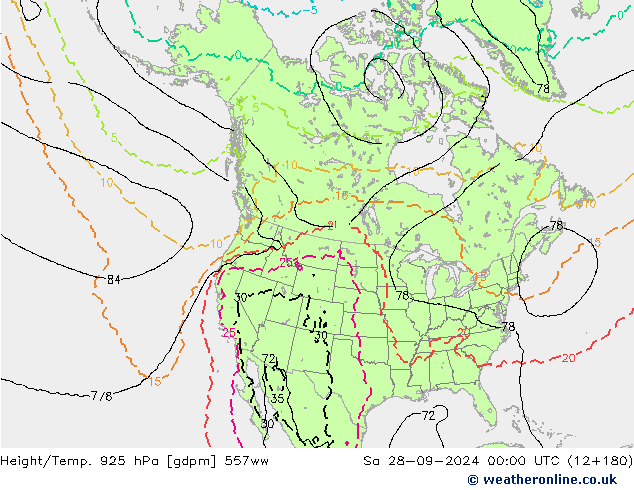 Height/Temp. 925 hPa 557ww So 28.09.2024 00 UTC