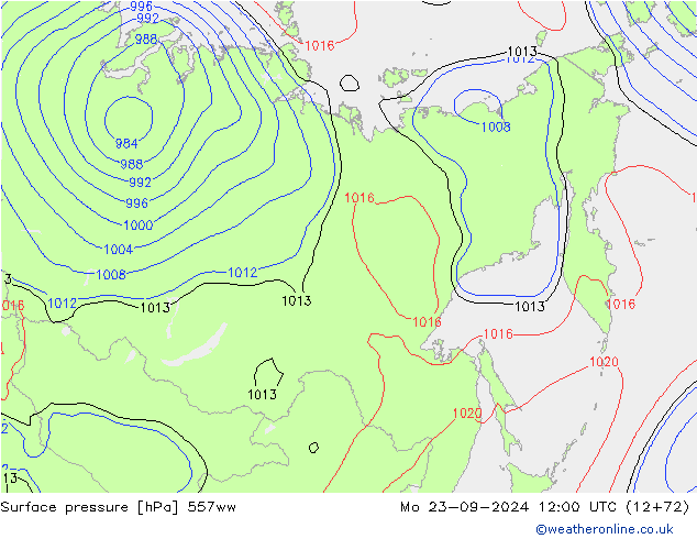 Atmosférický tlak 557ww Po 23.09.2024 12 UTC