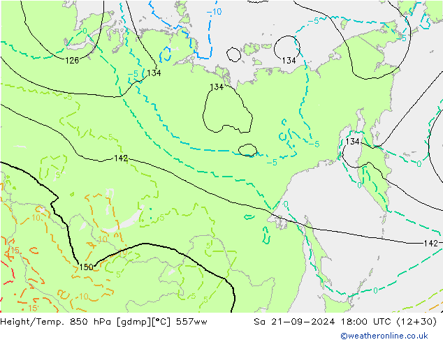 Yükseklik/Sıc. 850 hPa 557ww Cts 21.09.2024 18 UTC