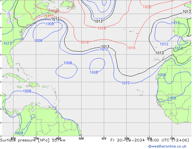 Pressione al suolo 557ww ven 20.09.2024 18 UTC