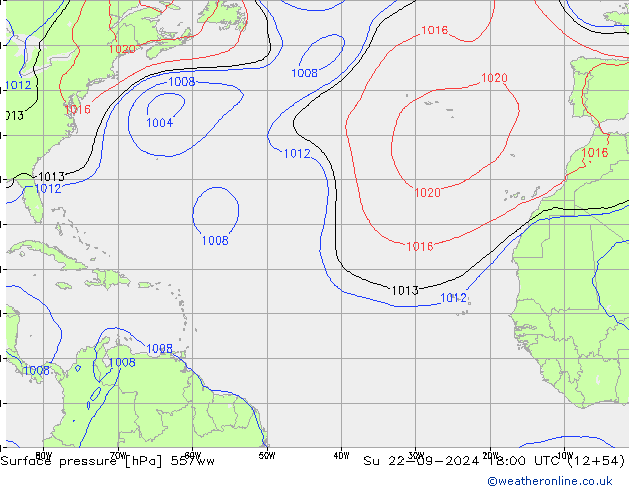 приземное давление 557ww Вс 22.09.2024 18 UTC