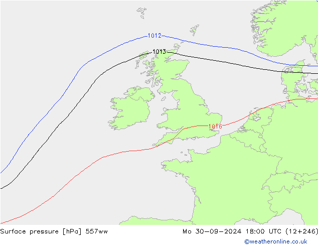 Surface pressure 557ww Mo 30.09.2024 18 UTC