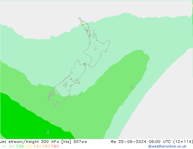 Jet stream/Height 300 hPa 557ww We 25.09.2024 06 UTC