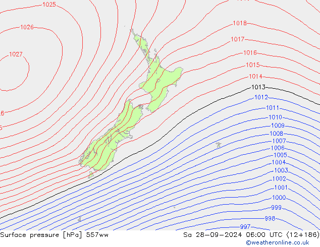 Atmosférický tlak 557ww So 28.09.2024 06 UTC