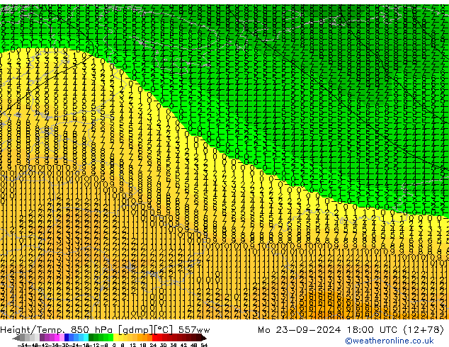 Hoogte/Temp. 850 hPa 557ww ma 23.09.2024 18 UTC