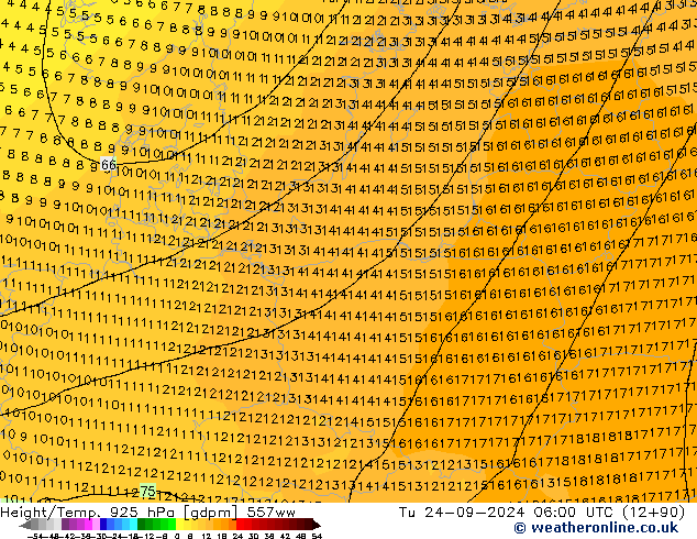 Height/Temp. 925 hPa 557ww wto. 24.09.2024 06 UTC