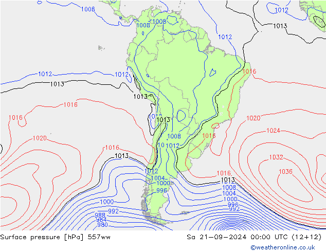 Surface pressure 557ww Sa 21.09.2024 00 UTC