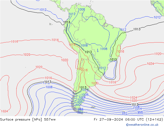 Luchtdruk (Grond) 557ww vr 27.09.2024 06 UTC