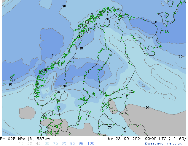 RH 925 hPa 557ww pon. 23.09.2024 00 UTC