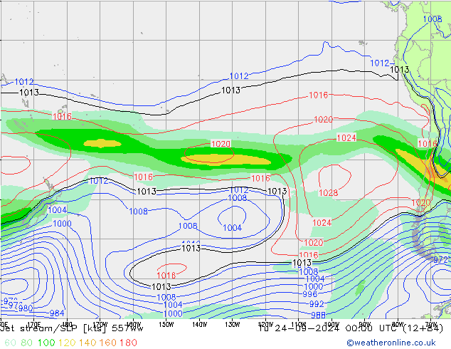 Jet stream/SLP 557ww Tu 24.09.2024 00 UTC