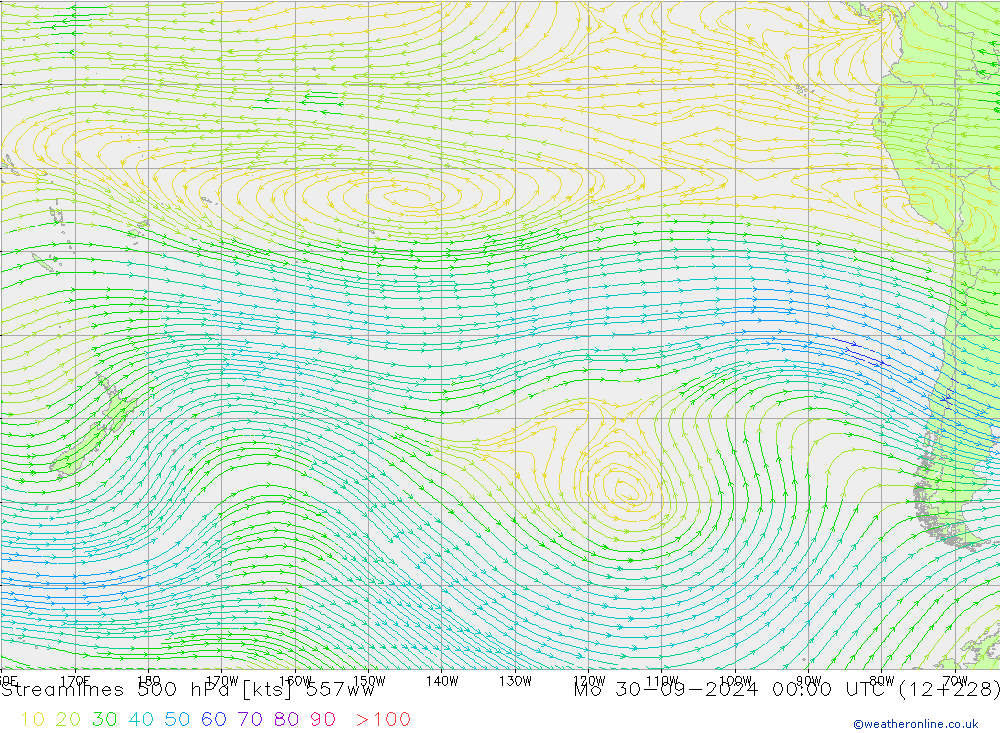 Rüzgar 500 hPa 557ww Pzt 30.09.2024 00 UTC