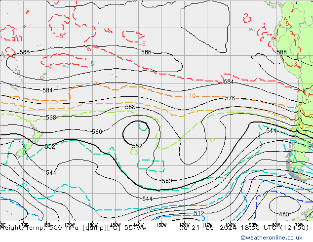 Height/Temp. 500 hPa 557ww Sáb 21.09.2024 18 UTC