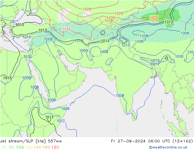 Jet stream/SLP 557ww Pá 27.09.2024 06 UTC