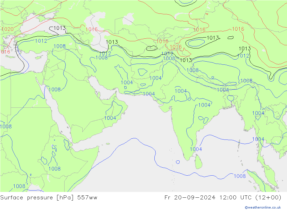 Pressione al suolo 557ww ven 20.09.2024 12 UTC