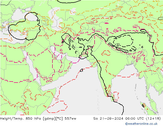 Height/Temp. 850 гПа 557ww сб 21.09.2024 06 UTC