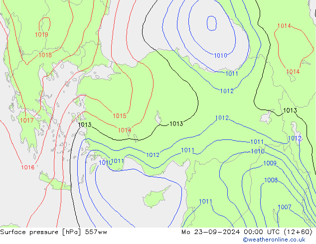 Surface pressure 557ww Mo 23.09.2024 00 UTC