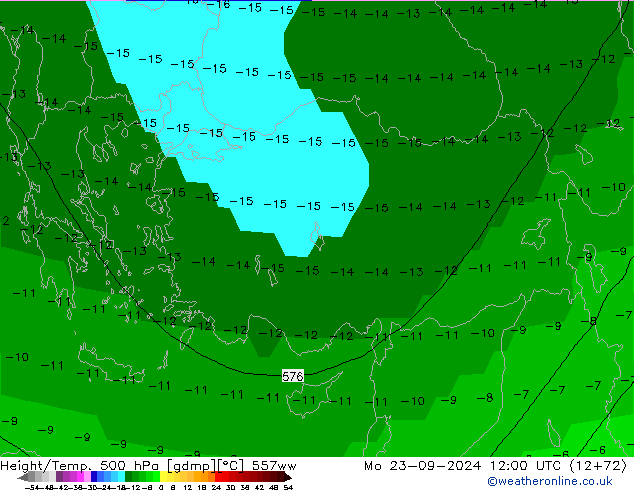 Yükseklik/Sıc. 500 hPa 557ww Pzt 23.09.2024 12 UTC