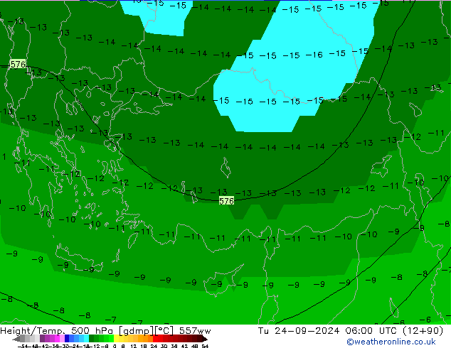 Height/Temp. 500 hPa 557ww wto. 24.09.2024 06 UTC