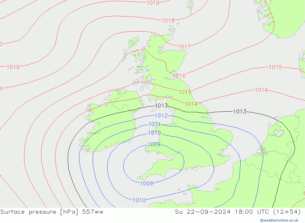 Surface pressure 557ww Su 22.09.2024 18 UTC