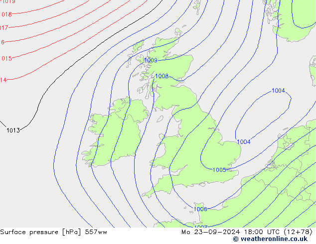 Surface pressure 557ww Mo 23.09.2024 18 UTC